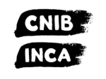 The logo for the Canadian National Institute for the Blind (CNIB). A black smear that contains white letters spelling CNIB.
