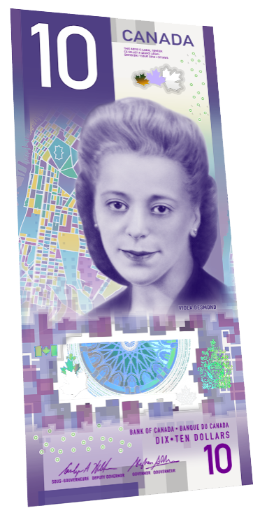 $10 Canadian dollar bill featuring Viola Desmond