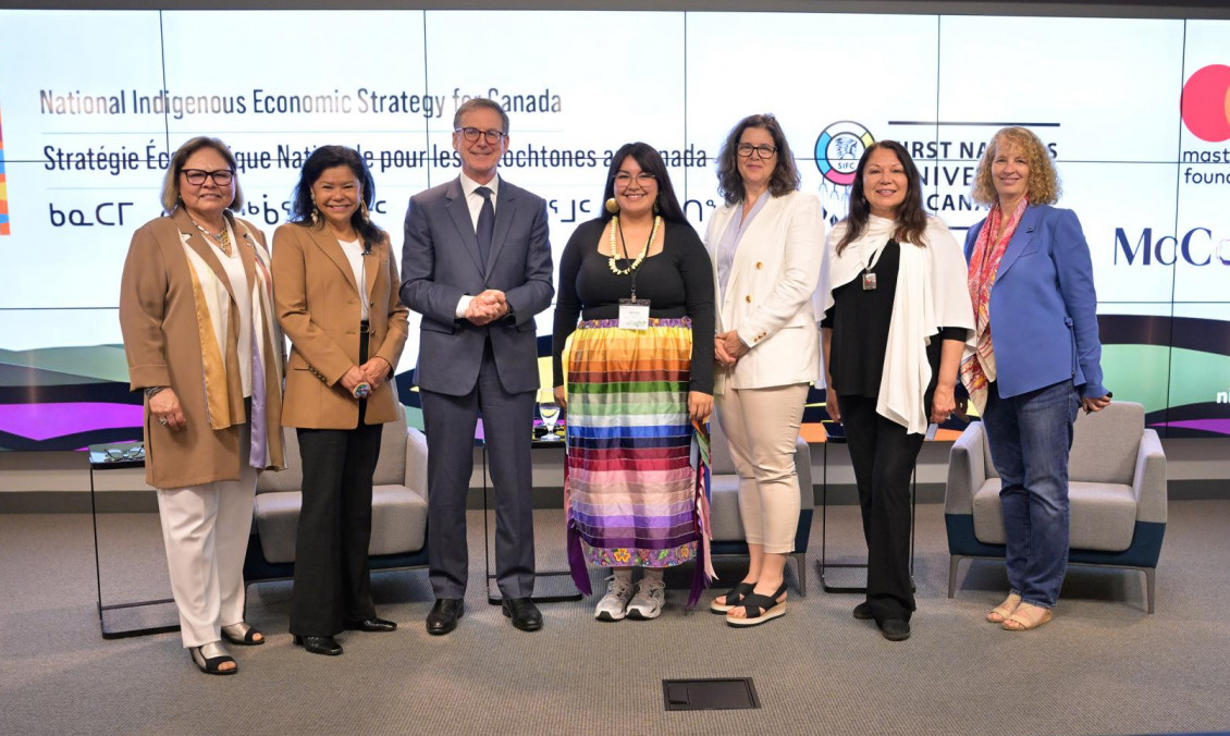 National Indigenous Economic Strategy event Governor Tiff Macklem poses with participants at the National Indigenous Economic Strategy for Canada event in June.