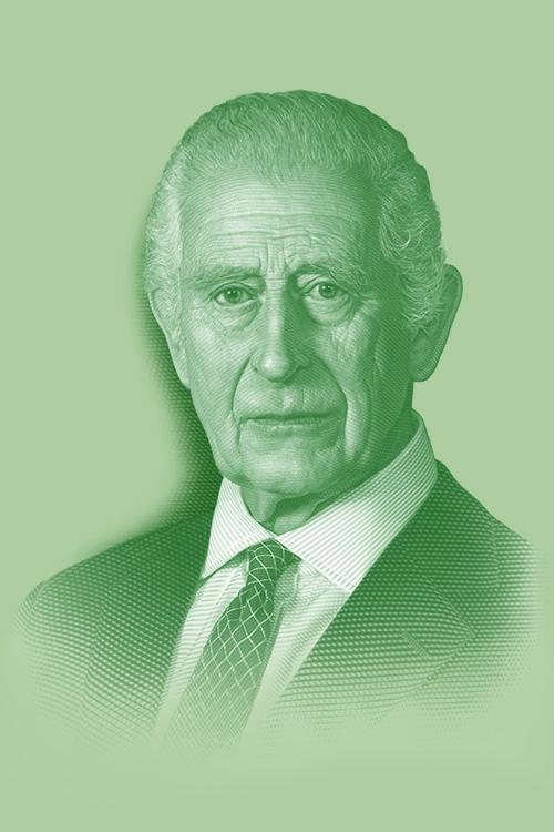 The portrait of King Charles III that appears on the vertical $20 bank note.